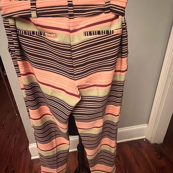Pink/brown/green button trousers w/ tie belt - Picture 2 of 5